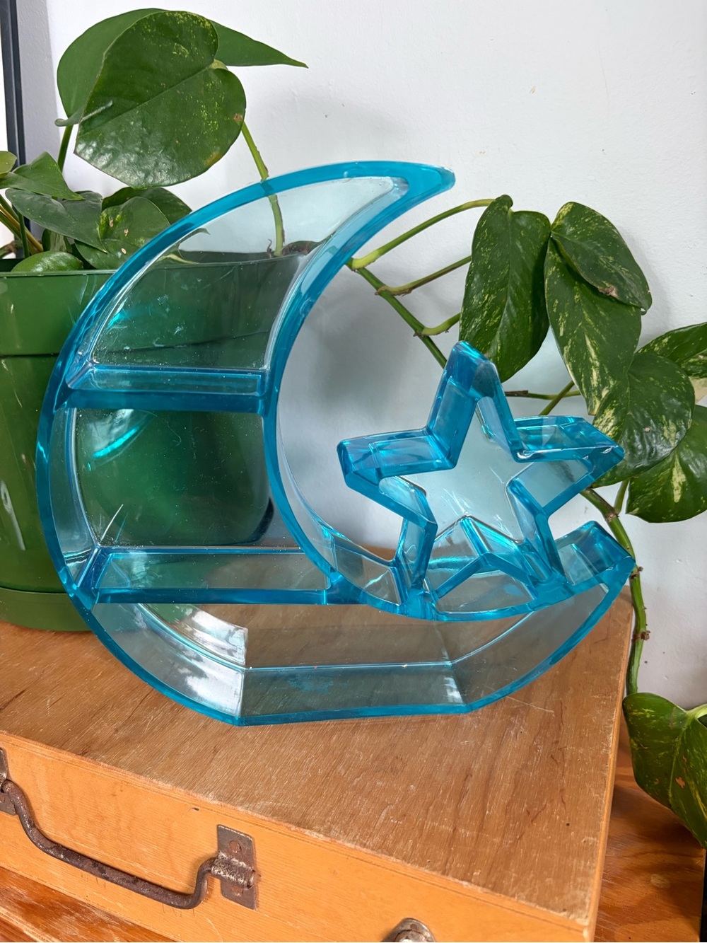 Blue Crescent Moon & Star Decorative Shelf